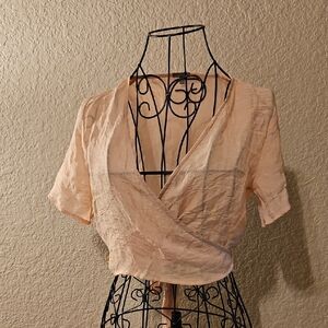 Pink Wrap-Style Women's Top